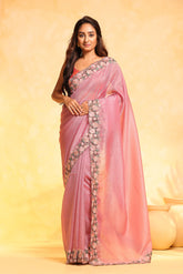 KAVVYA soft & lightweight pink tissue saree - KAVVYA